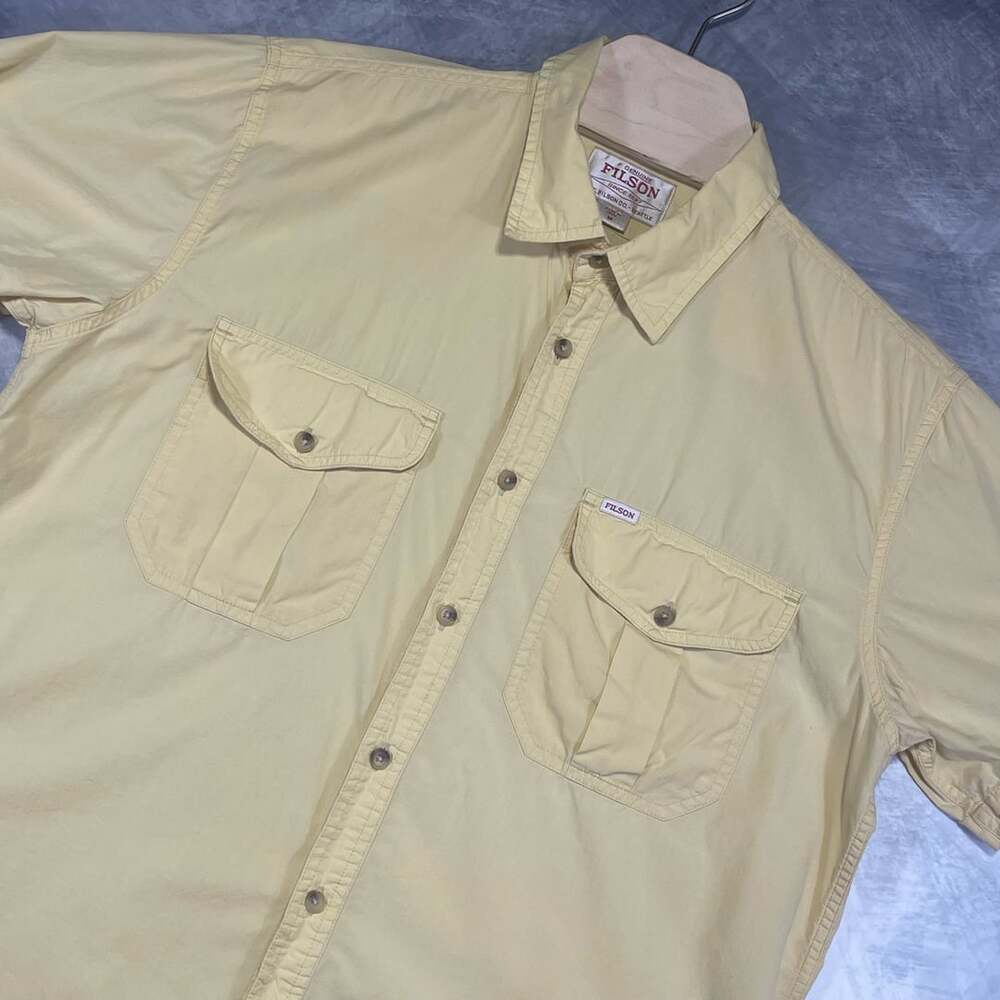 Filson Short Sleeve Feather Cloth Shirt Size M Yellow Cotton